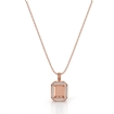 Pave Set Diamond Halo Radiant Cut Solitaire Pendant in 18k Rose Gold 0.61Ct - javda.com 