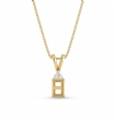 Double Bail Prong Set Emerald Cut Semi Mount Pendant in 14k White Gold 0.03ct - javda.com 