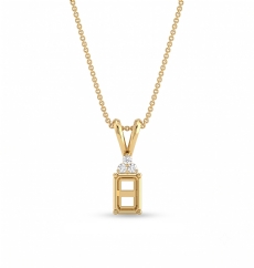 Double Bail Prong Set Emerald Cut Semi Mount Pendant in 14k White Gold 0.03ct (0.03Ct. tw.)