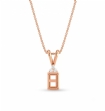 Double Bail Prong Set Emerald Cut Semi Mount Pendant in 14k White Gold 0.03ct - javda.com 