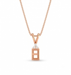 Double Bail Prong Set Emerald Cut Semi Mount Pendant in 14k White Gold 0.03ct (0.03Ct. tw.)