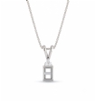 Double Bail Prong Set Emerald Cut Semi Mount Pendant in 14k White Gold 0.03ct - javda.com 