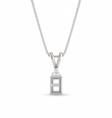 Double Bail Prong Set Emerald Cut Semi Mount Pendant in 14k White Gold 0.03ct (0.03Ct. tw.)