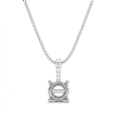Solitaire Round Prong Set Diamond Semi Mount Bail Pendant 14k White Gold 0.07Ct - javda.com 