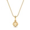 Cushion Cut Semi Mount Solitaire 4Prong Scroll Pendant With Chain 18k Yellow Gold - javda.com 