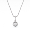 Cushion Cut Semi Mount Solitaire 4Prong Scroll Pendant With Chain 14k White Gold - javda.com 