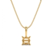 Prong Set Cushion Cut Diamond Solitaire Semi Mount Bail Pendant 18k Yellow Gold - javda.com 