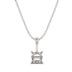 Prong Set Cushion Cut Diamond Solitaire Semi Mount Bail Pendant 14k White Gold - javda.com 