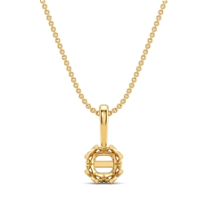 Cushion Cut Diamond Filigree Semi Mount Bail Solitaire Pendant in 14k Gold Yellow