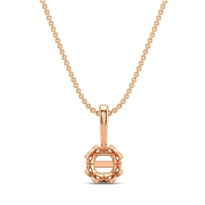 Cushion Cut Diamond Filigree Semi Mount Bail Solitaire Pendant in 18k Rose Gold