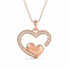 Lab Grown Diamond Open Heart Love Pendant Solid 18k Rose Gold Jewelry  (0.24Ct. tw.)