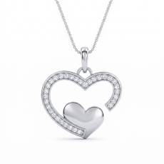 Lab Grown Diamond Open Heart Love Pendant Solid 14K White Gold Jewelry 0.24 ctw.