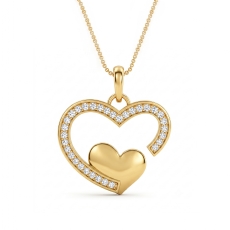 Lab Grown Diamond Open Heart Love Pendant Solid 18k Gold Yellow Jewelry  (0.24Ct. tw.)