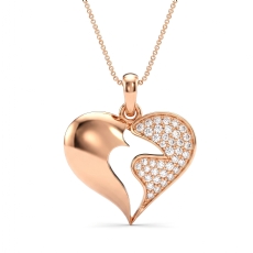 18k Rose Gold Lab Grown Diamond Split Heart Pave Pendant Love Design <Metal> (0.26Ct. tw.)