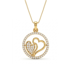 Lab Grown Diamond Double Heart Pendant 18k Gold Yellow Love Jewelry  (0.35Ct. tw.)