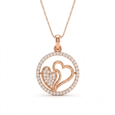 Lab Grown Diamond Double Heart Pendant 18k Rose Gold Love Jewelry  (0.35Ct. tw.)