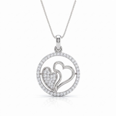 Lab Grown Diamond Double Heart Pendant Platinum 950 Love Jewelry  (0.35Ct. tw.)