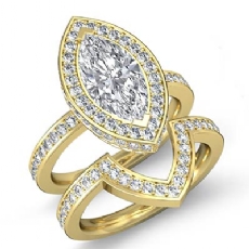 Circa Halo Pave Bridal diamond  14k Gold Yellow
