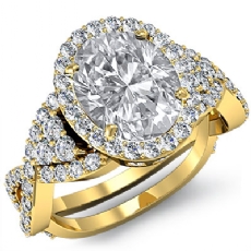 Halo Pave Criss Cross Shank diamond  14k Gold Yellow