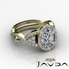 Halo Pave Criss Cross Shank diamond Ring 18k Gold Yellow