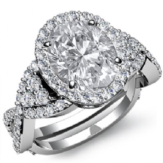 Halo Pave Criss Cross Shank diamond Ring 14k Gold White