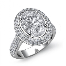 Double Halo Accent Bridge diamond Ring 14k Gold White