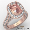 2.1Ct Diamond Engagement Cushion Semi Mount Halo Pave Set Ring 18k Rose Gold - javda.com 