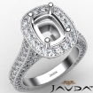 2.1Ct Diamond Engagement Cushion Semi Mount Halo Pave Set Ring 14k White Gold - javda.com 