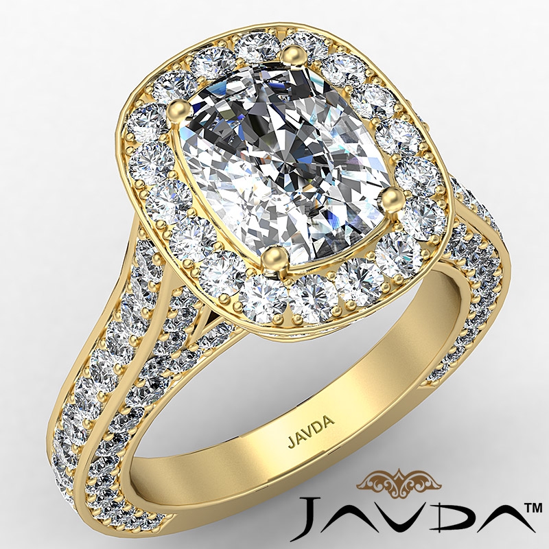 Tall Cathedral Circa Halo Pave diamond Ring 14k Gold Yellow