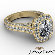 Tall Cathedral Circa Halo Pave diamond Ring 14k Gold Yellow