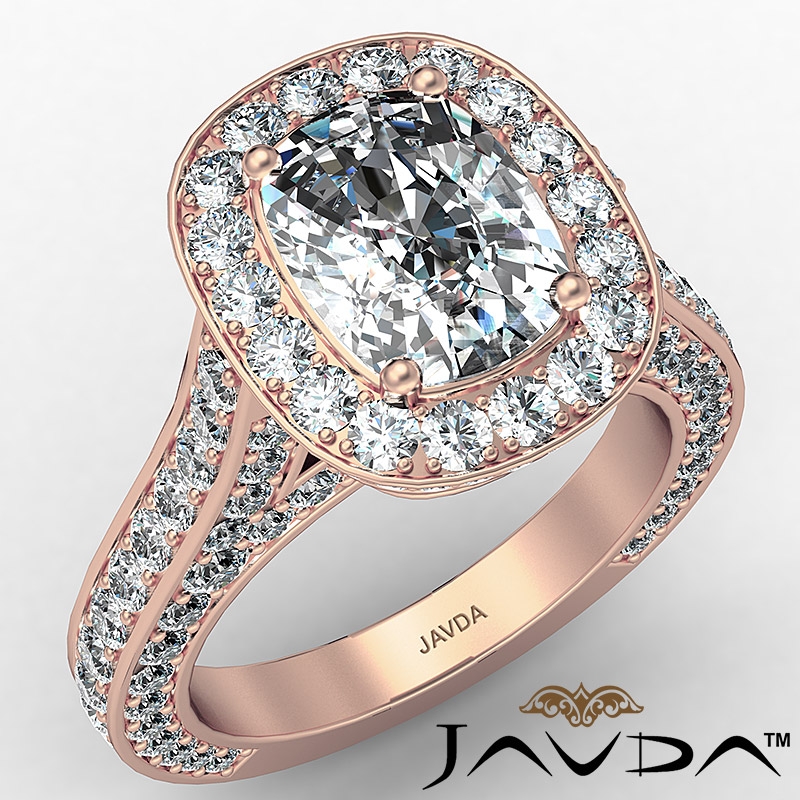 Tall Cathedral Circa Halo Pave diamond Ring 14k Rose Gold