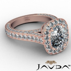 Tall Cathedral Circa Halo Pave diamond Ring 14k Rose Gold