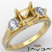 Three Stone Asscher Diamond Engagement Ring Set 18k Yellow Gold Semi Mount 1Ct - javda.com 