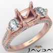 Three Stone Asscher Diamond Engagement Ring Set 14k Rose Gold Semi Mount 1Ct - javda.com 