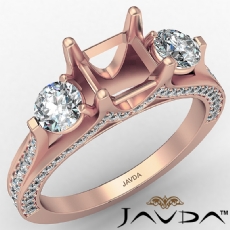 Three Stone Asscher Diamond Engagement Ring Set 14k Rose Gold Semi Mount  (1.2Ct. tw.)