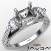 Three Stone Asscher Diamond Engagement Ring Set Platinum 950 Semi Mount 1.2Ct - javda.com 