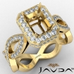 Emerald Diamond Engagement Ring Pave Setting 18k Yellow Gold Wedding Band 1.3Ct - javda.com 