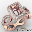 Emerald Diamond Engagement Ring Pave Setting 14k Rose Gold Wedding Band 1.3Ct - javda.com 
