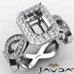 Emerald Diamond Engagement Ring Pave Setting 14k White Gold Wedding Band 1.3Ct - javda.com 