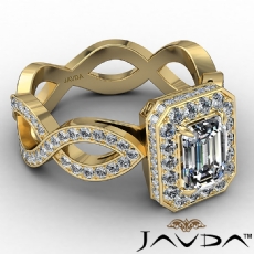 Infinity Shank Halo Micro Pave diamond Ring 14k Gold Yellow