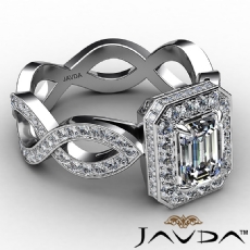 Infinity Shank Halo Micro Pave diamond Ring 14k Gold White