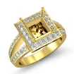 Halo Diamond Engagement Ring Princess Semi Mount 18k Yellow Gold 0.6Ct - javda.com 