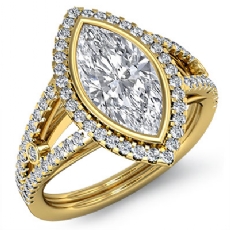 Bezel Halo Prong Setting diamond Ring 18k Gold Yellow