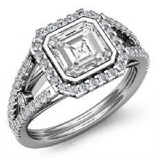 Bezel Halo Prong Setting diamond Ring Platinum 950