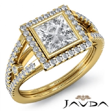 Bezel Halo Prong Setting diamond  14k Gold Yellow