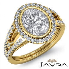 Bezel Halo Prong Setting diamond Ring 14k Gold Yellow
