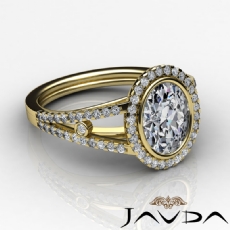 Bezel Halo Prong Setting diamond Ring 18k Gold Yellow