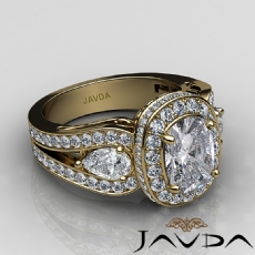 Circa Halo 3 Stone Filigree diamond Ring 14k Gold Yellow