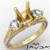 Three 3 Stone Emerald Diamond Engagement Ring Set 14k Yellow Gold Semi Mount 1Ct - javda.com 
