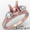 Three 3 Stone Emerald Diamond Engagement Ring Set 14k Rose Gold Semi Mount 1Ct - javda.com 
